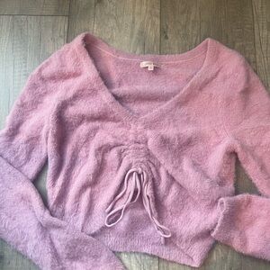 cropped fuzzy sweater
